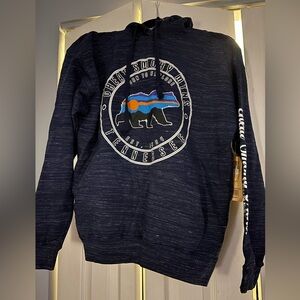 Smoky Mountains Navy Hoodie with Bear and Mountain Graphic NWT